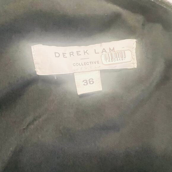 Derek Lam Metallic One Shoulder Pleated Dress Size Black Silver Size EU 36 - Picture 6 of 12